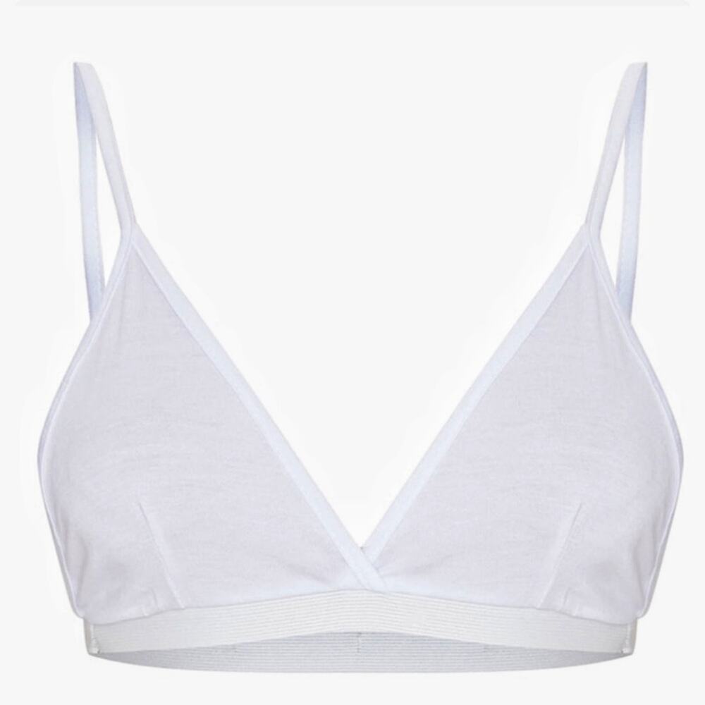 PRETTY LITTLE THING White Lingerie Bra Set Bralet Thong Panty Sz 6 Simple Clean
